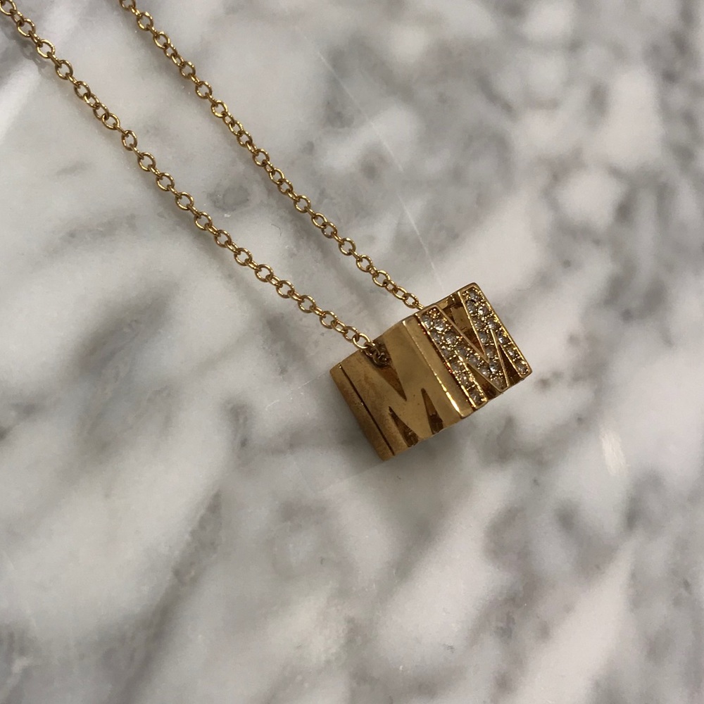 C. Wonder Pave Cube Initial Necklace
